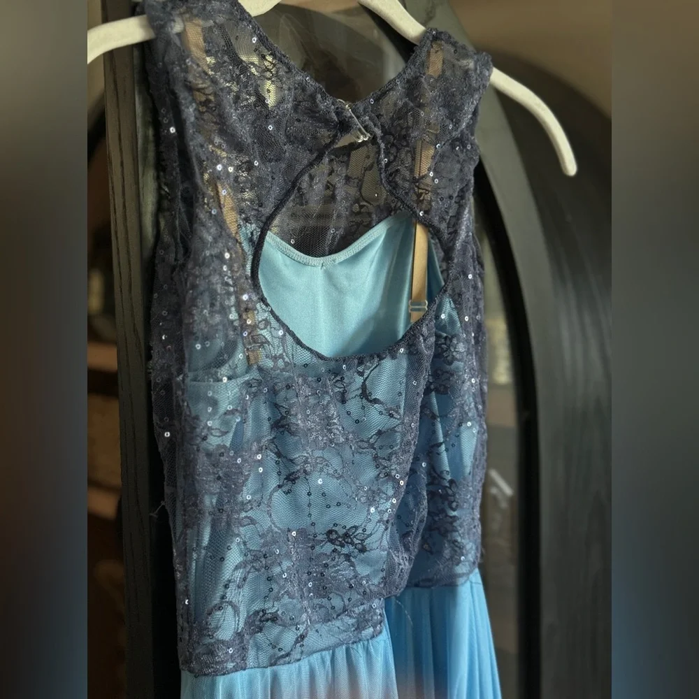 💎Revolution Dance Light Blue Lyrical or Ballet Dance Costume with Lace Overlay